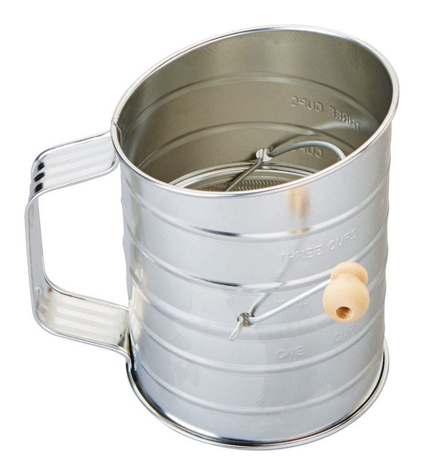 GoodCook 3-Cup Silver Tin Flour Sifter with Wooden Crank