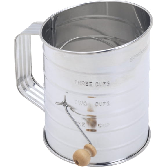 Stainless Steel, Tin Sifter with Hand Crank, 3 Cup Tin, GoodCook