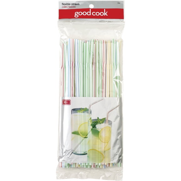 GoodCook Flexible Drinking Straws - Flexible Design - 50 Count, Multicolor