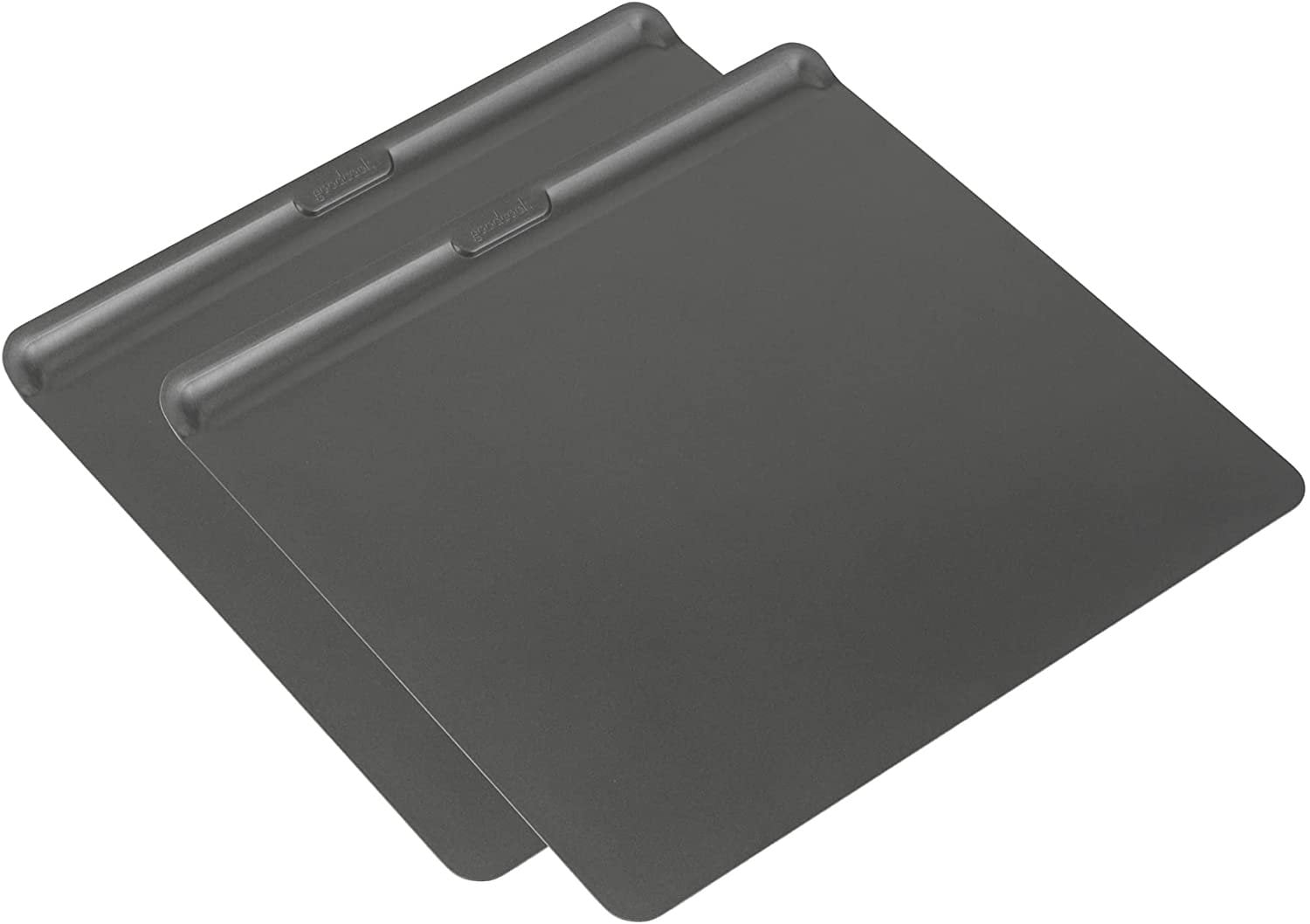HONGBAKE Large Flat Cookie Sheet No Edges, Nonstick Insulated Baking Pan,  Commercial Oven Trays for Cooking 2 Pieces, 16 X 14, Grey