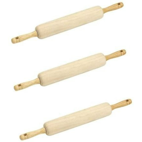 GoodCook Classic Wood Rolling Pin - Classic Handled, Wooden Rolling Pin - 3 Pack, 10 Inch