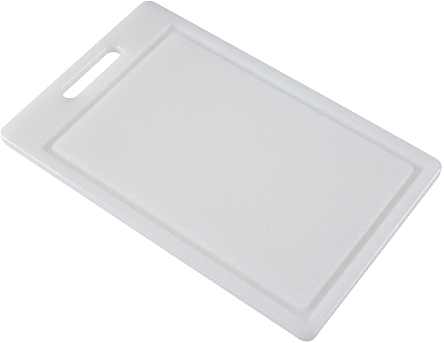 White Polyethylene Rectangular Reversible Cutting Board with Juice Groove