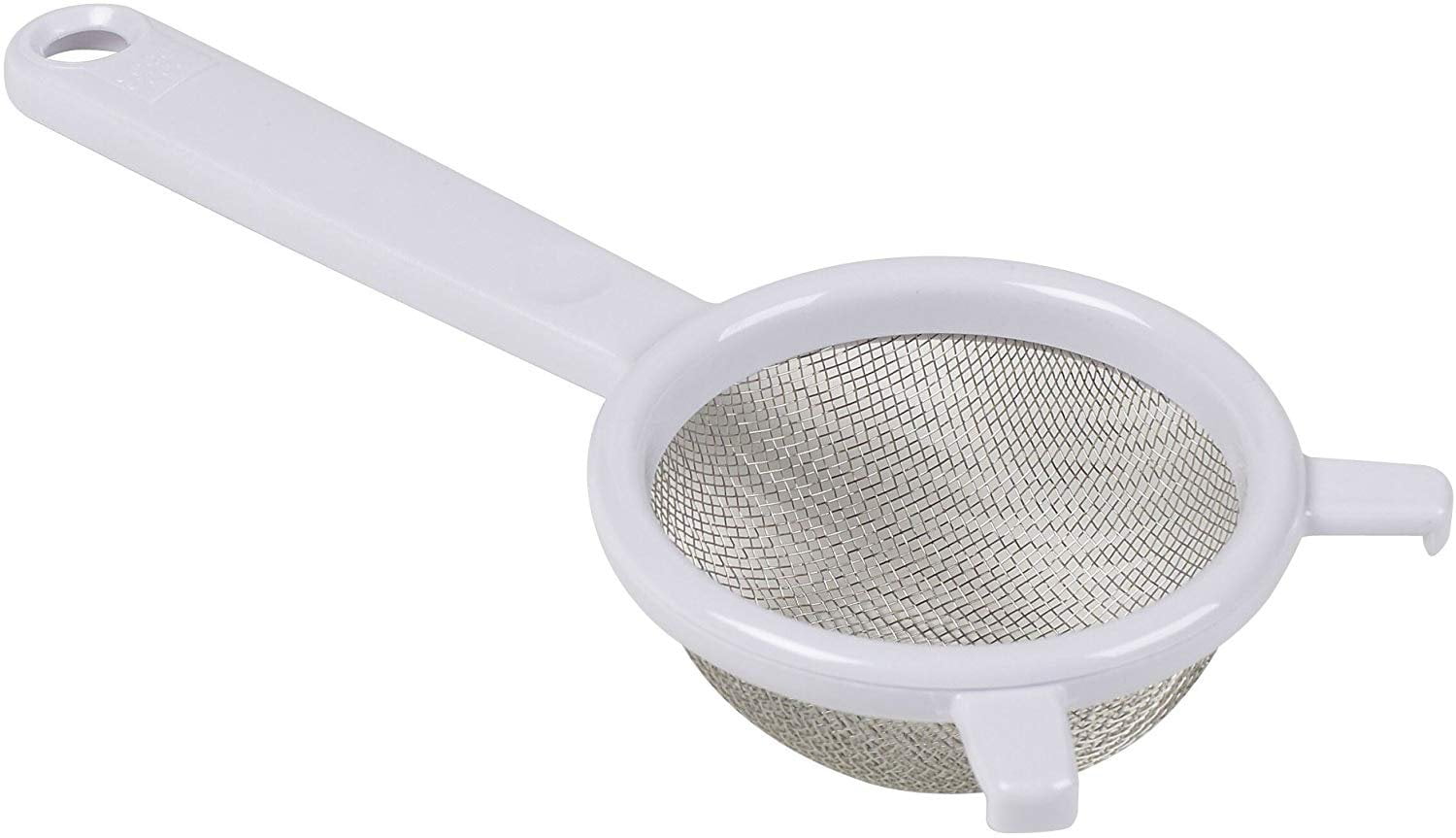2.5-Inch White and Stainless Steel Mesh Strainer