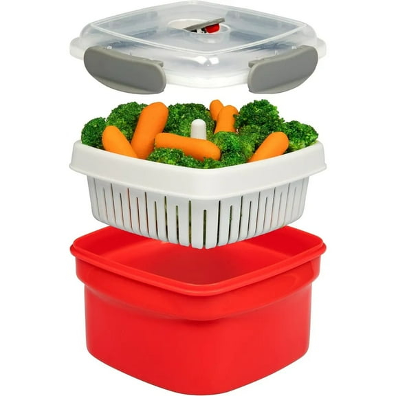Good Cooking Red Microwave Cooker Food Container (3 Piece)