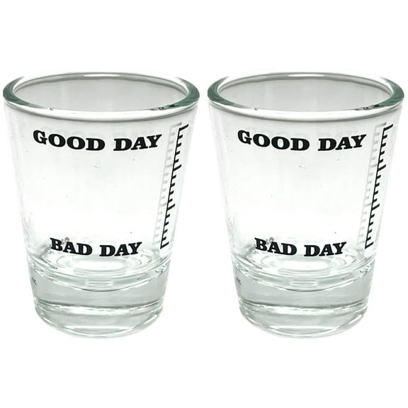 Good Day Bad Day Meter - 2oz Novelty Shot Glass - 2 Piece Set