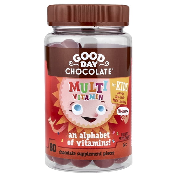 Good Day Chocolate Multivitamin for Kids, Chocolate, 80 Pieces