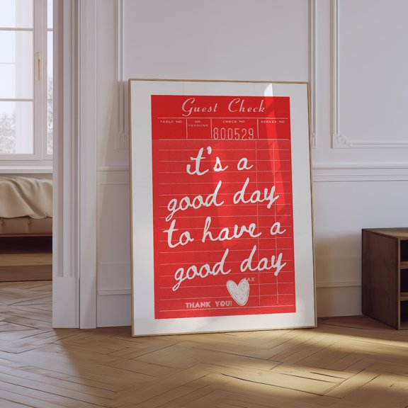 Good Day Guest Check Affirmation Poster Design 2, Unframed Paper Poster 11x14in