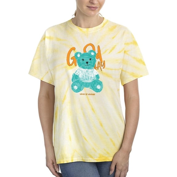 Good Day Hand Drawn Bear Tie Dye Cyclone Women -Image by Shutterstock, Female Small