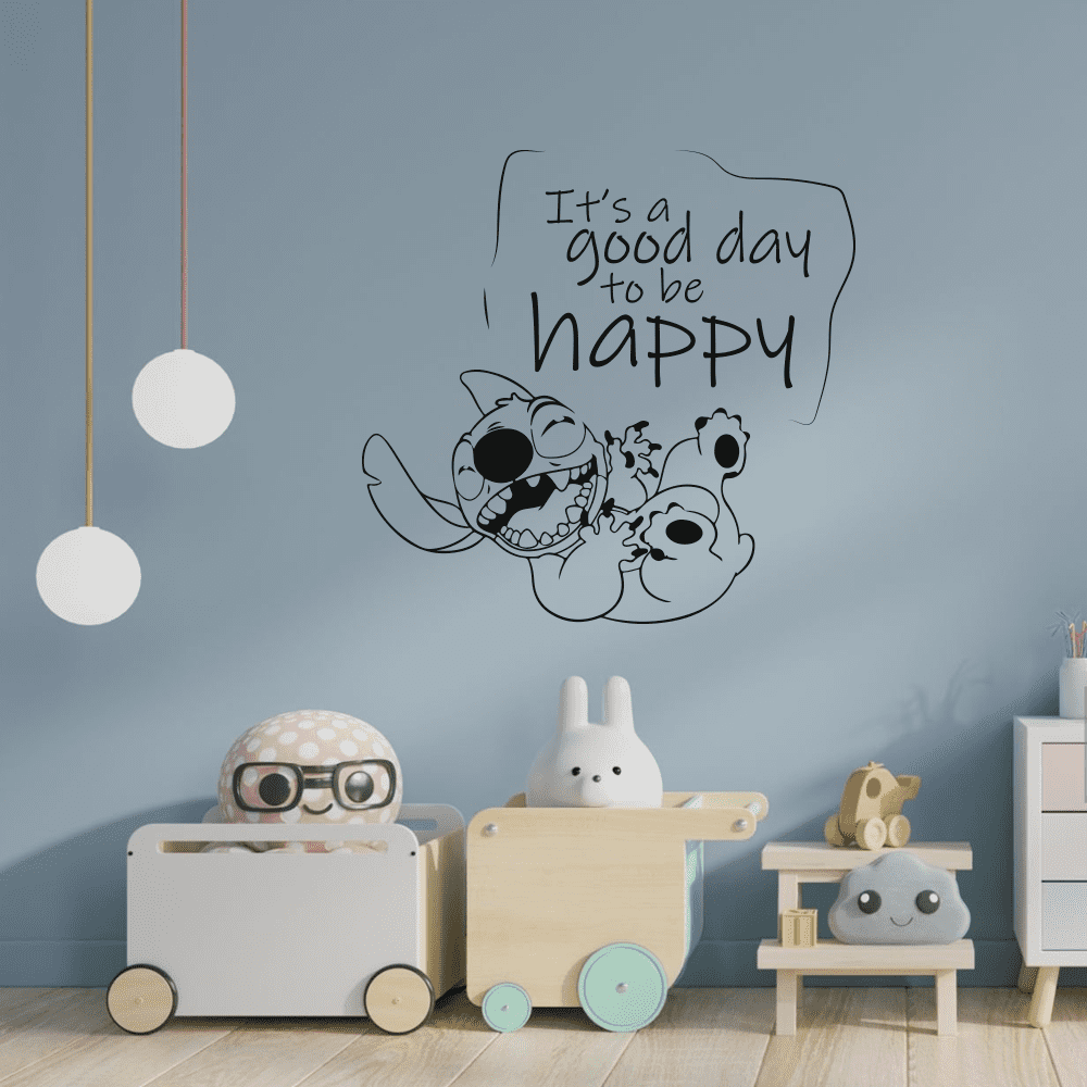 It's A Good Day To Be Happy Experiment 626 Quote Cute HAppy Laughing Wall Sticker Wall Decal Art Décor Home Room Kids Room Boys Girls Room Characters Living Room Decoration Size (40x30 inch)