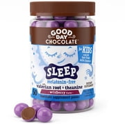Good Day Chocolate Kids Sleep Aid, Valerian Root L-Theanine, Melatonin-Free, Milk Chocolate | 50 Count | Non-GMO, Fair Trade, Doctor-Founded