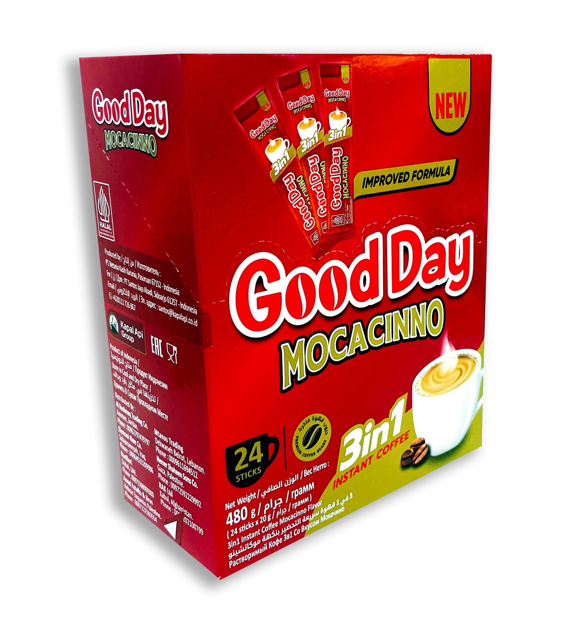 3種類のULEG・サンベル & Good Day Mocachino Good Day Mocacinno 3in1 Instant Coffee 24 Sticks 480 g - Walmart.com
