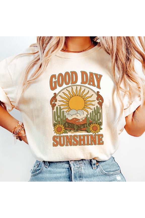 Good Day Sunshine TShirt Sun Graphic Shirt Boho Tee Retro 70s Style Clothing Apparel Hippi