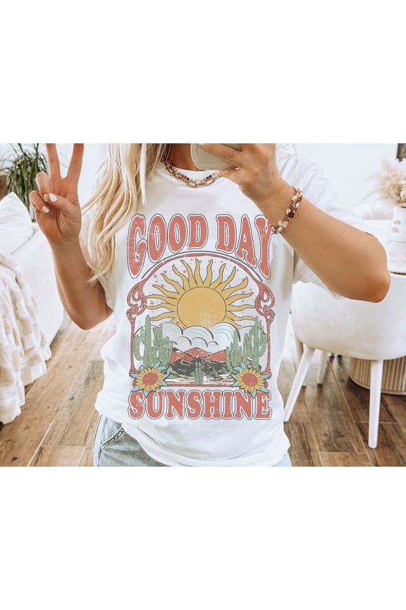 Good Day Sunshine Tee, Tee, Sun Graphic Tee, Sun T Shirt, Boho Tee, Retro 70s Style Shirt, Hippie Shirts