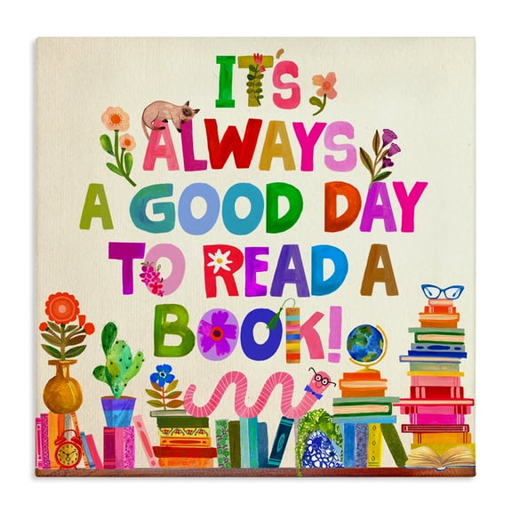 Stupell Industries Good Day To Read A Book Canvas Wall Art, design by Katherine Herrell Studio