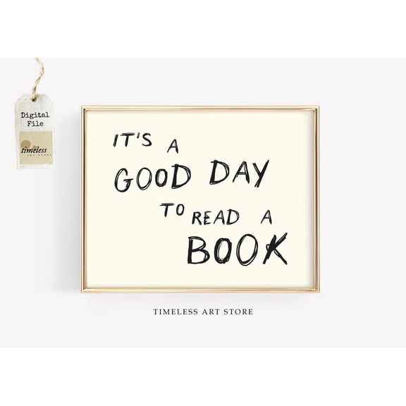 Good Day to Read a Book Typography Wall Art, Unframed Canvas 8x10in