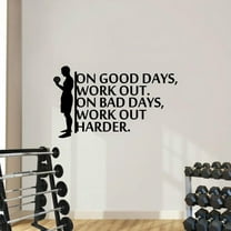 On Good Days, Workout. On Bad Days, Work Out Harder.- Exercise Motivation Quote Fitness Inspiration Vinyl Wall Art Sticker Wall Decal Home Gym Workout Area Fitness Sticker Decoration Size (14x20 inch)
