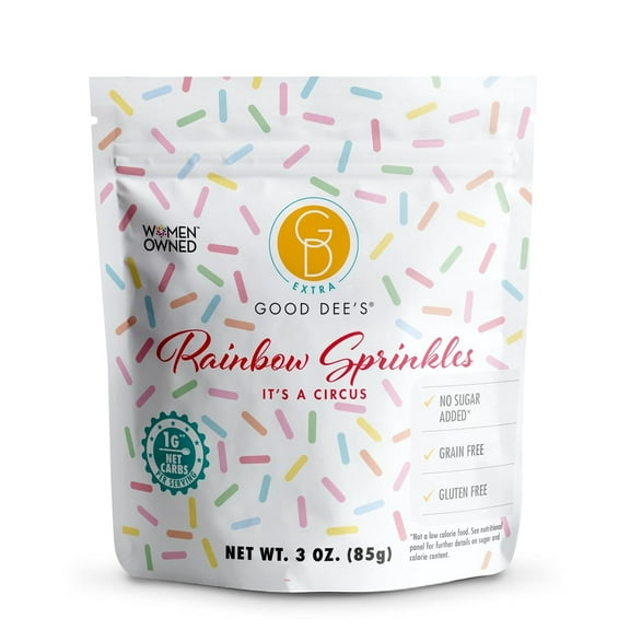 Good Dees Low Carb Rainbow Sprinkles, No Sugar Added Keto Sprinkles with All Natural Coloring, Dye-Free, Dairy-Free & Gluten Free (1g Net Carbs per Serving)