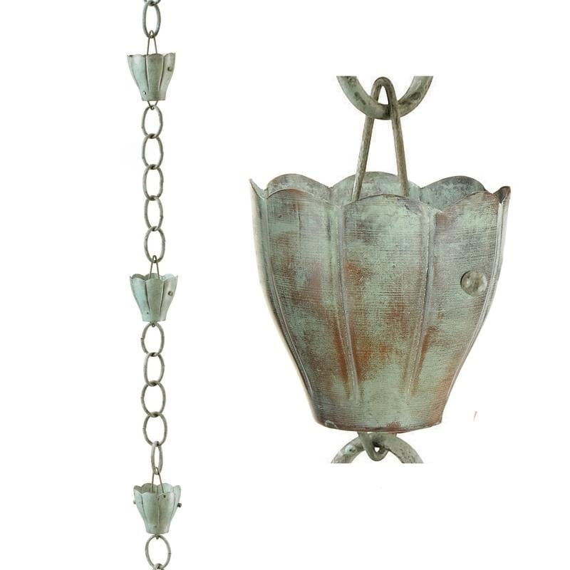 8.5ft Blue Verde Copper Crocus Rain Chain
