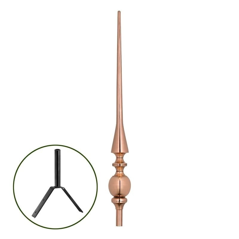 Aragon 33" Polished Copper Rooftop Finial with Steel Mount