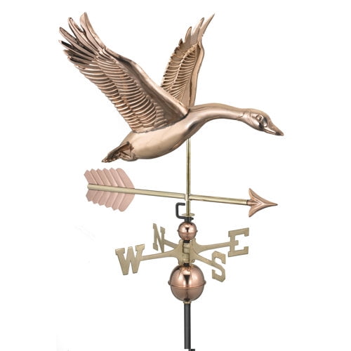 Good Directions Feathered Goose with Arrow Weathervane, Pure Copper - 26"L