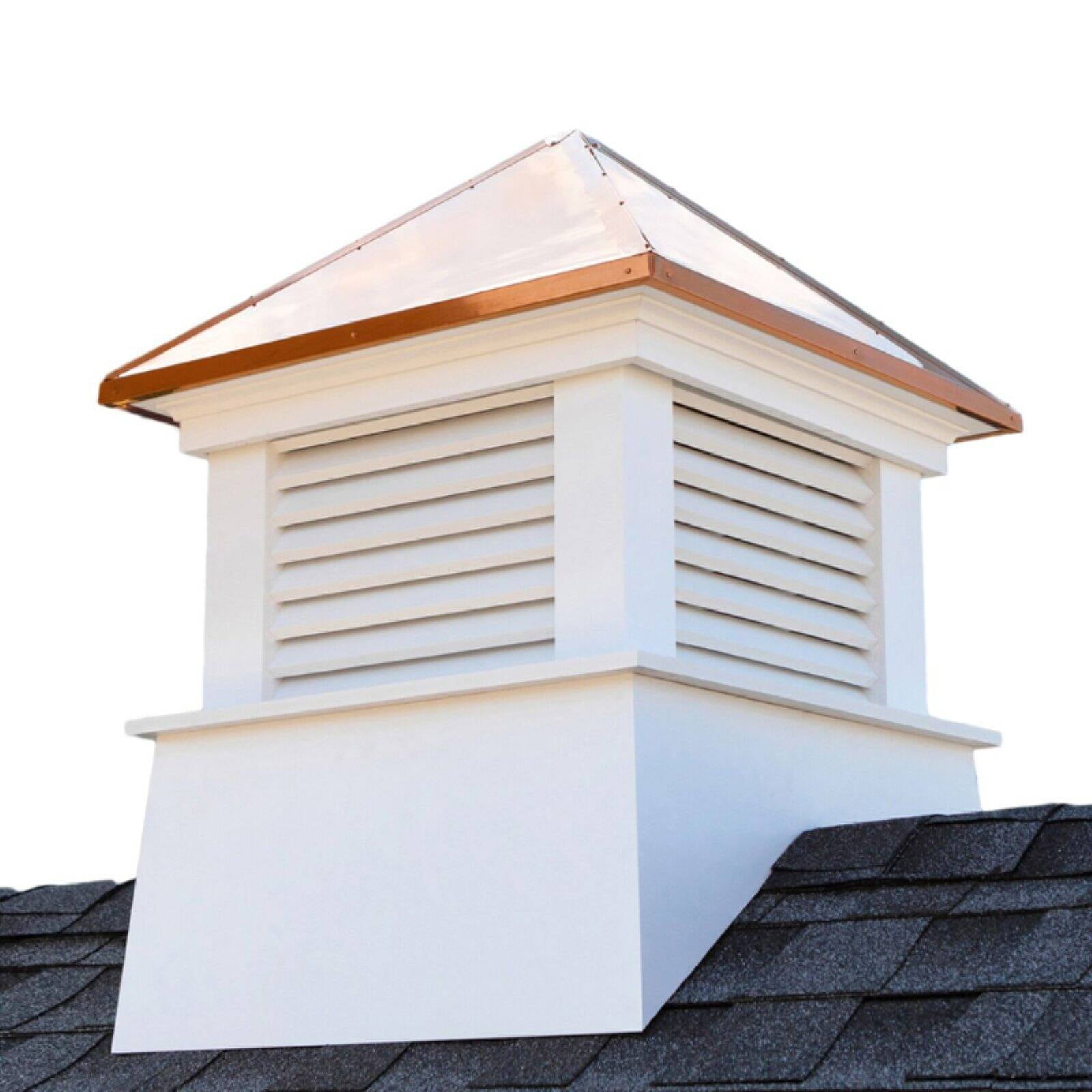 Manchester White Vinyl Cupola with Copper Roof, 18" x 22"