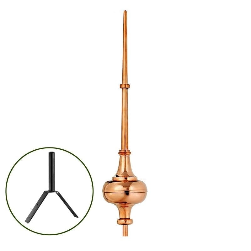 Morgana Polished Copper 33" Rooftop Finial with Steel Mount