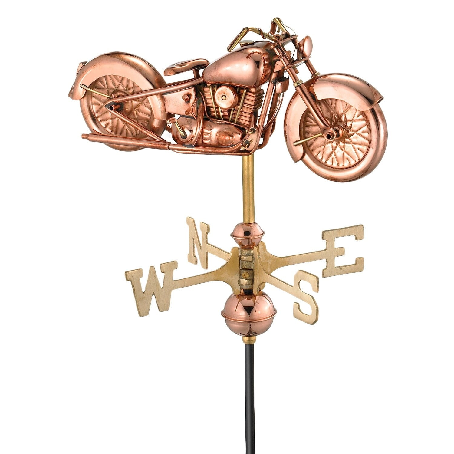 Good Directions Motorcycle Pure Copper Garden Weathervane with Garden Pole by  Motorcycle Only- Garden pole