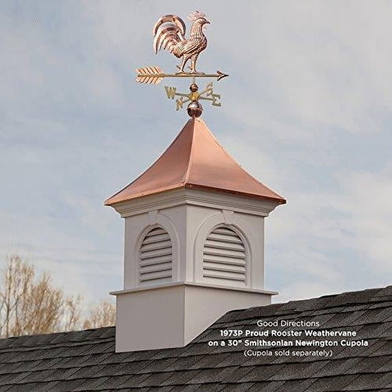 Good Directions Proud Rooster Weathervane, Pure Copper - 26"L