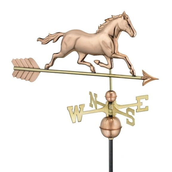 Good Directions Trotting Horse Weathervane, Pure Copper - 33"L