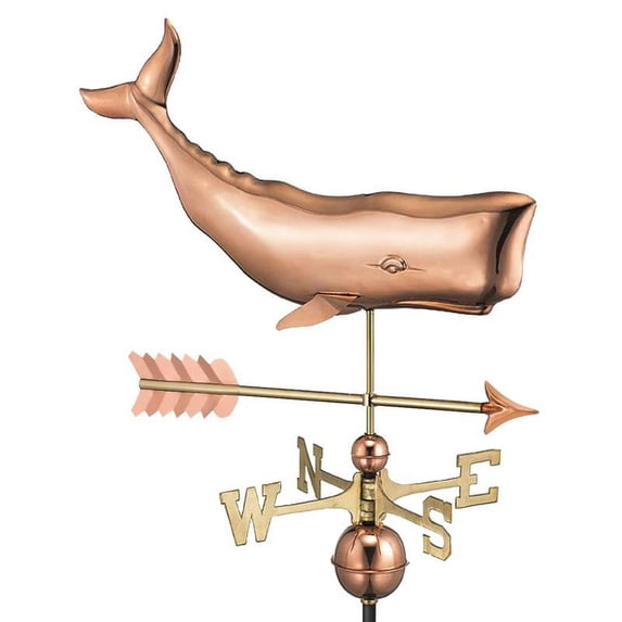 Good Directions Whale with Arrow Weathervane, Pure Copper - 30"L
