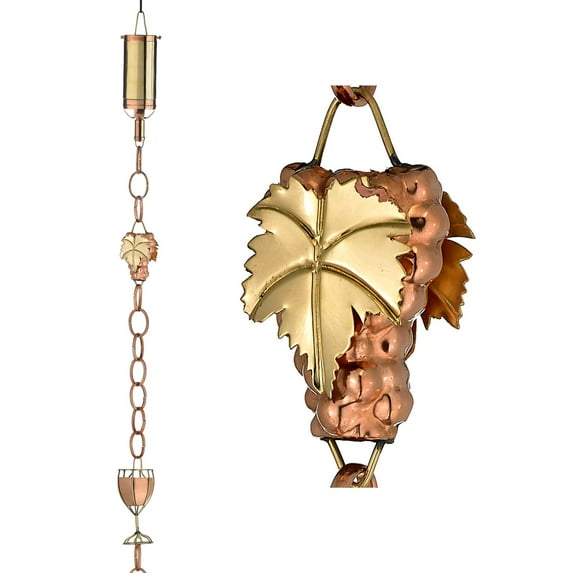 Good Directions Wine Bottle w/ Grapes & Glasses Rain Chain, 8.5 ft.