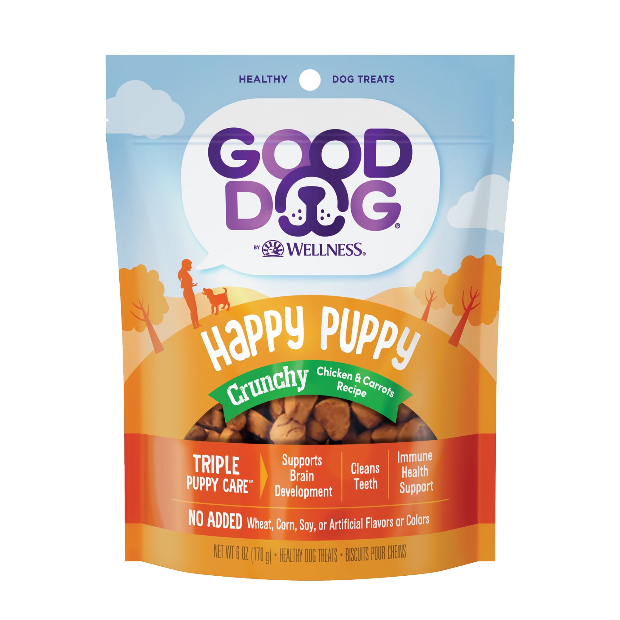 Good Dog By Wellness Happy Puppy Crunchy Treats for Dogs Chicken & Carrots Recipe, 6 Ounce Bag