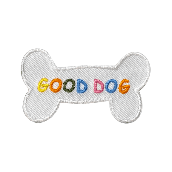 Good Dog, White Bone, Pets, Animals, Puppy, Embroidered, Iron on Patch