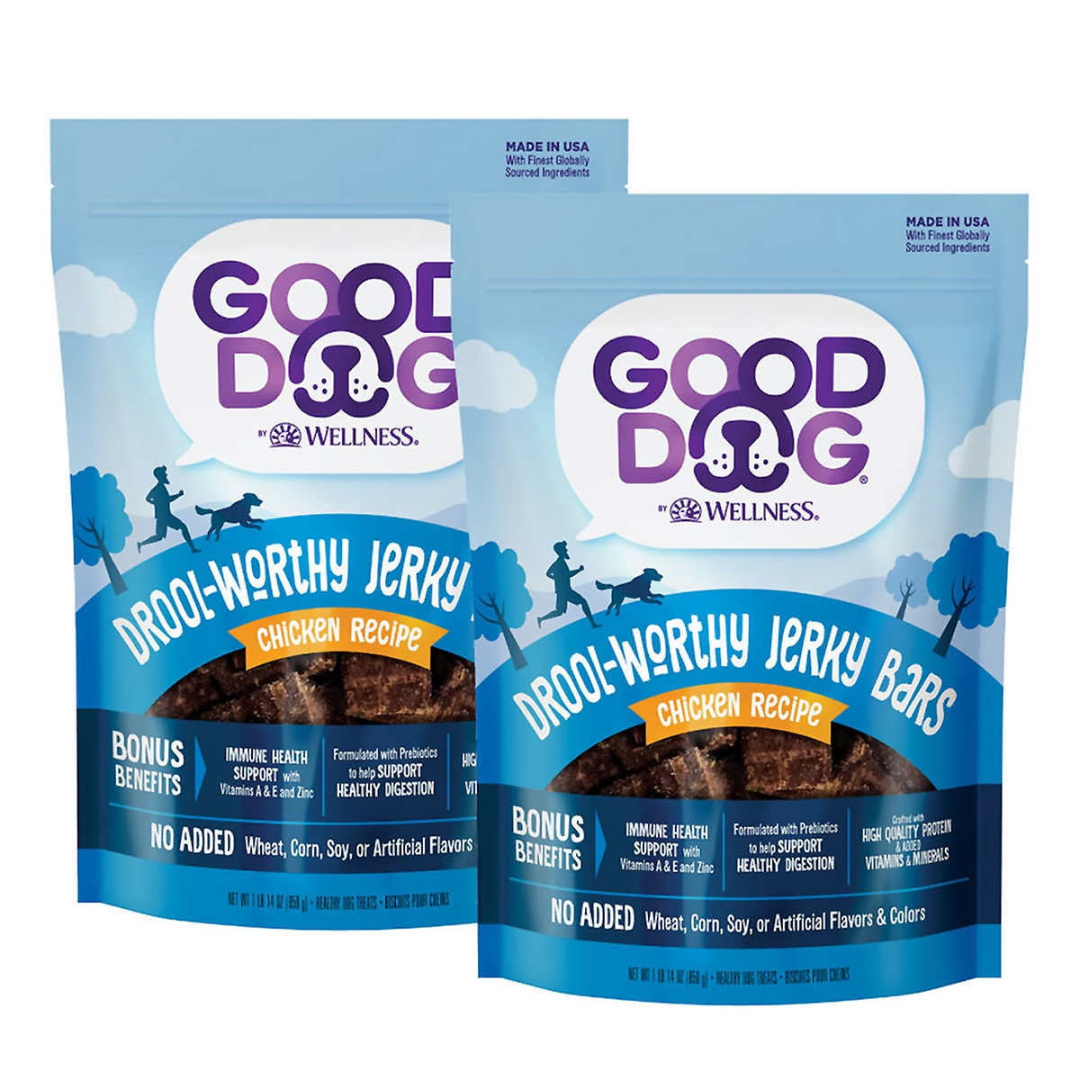 Good Dog by Wellness DroolWorthy Jerky Bars Dog Treats, 30 oz Bag, 2