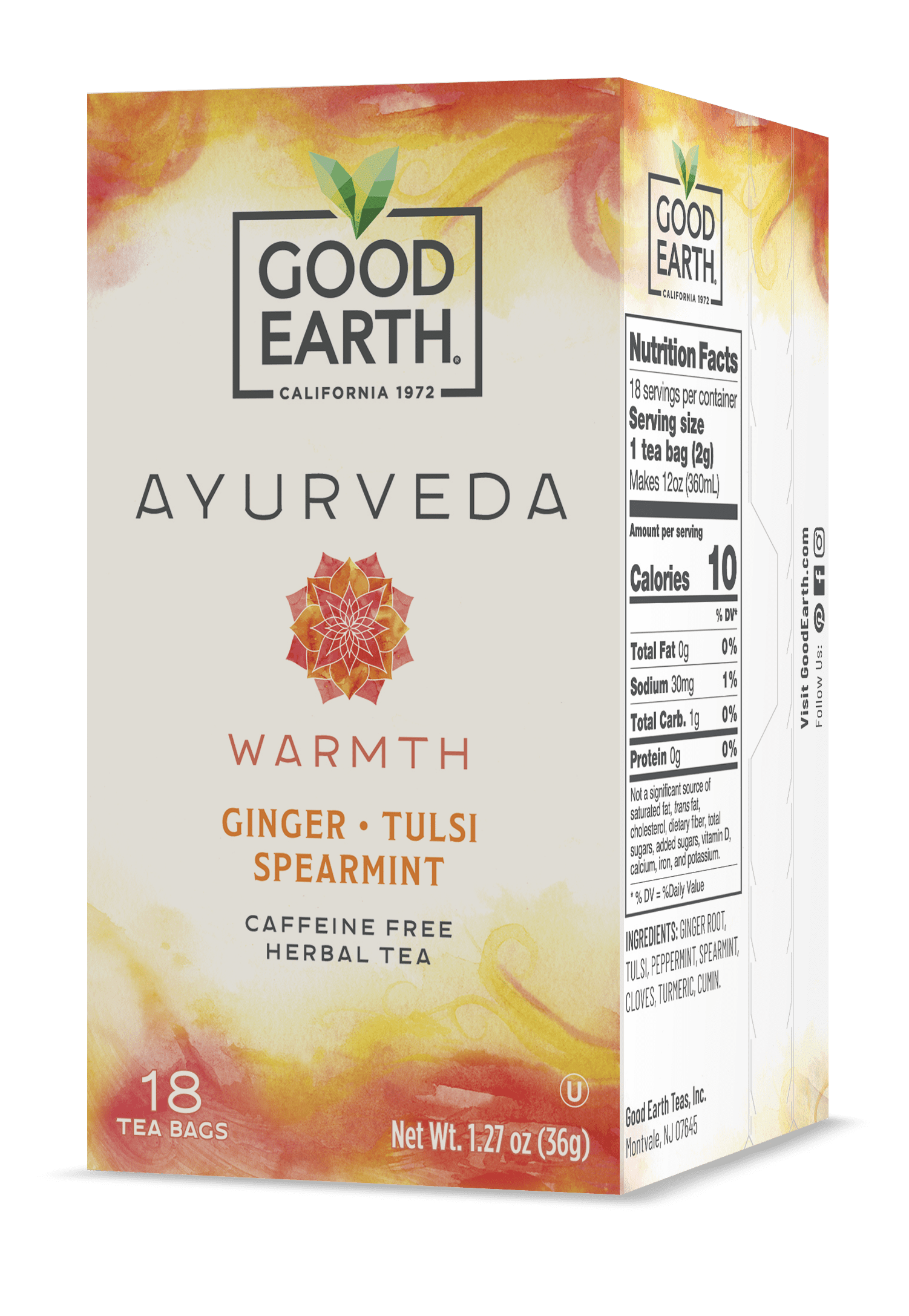 Good Earth, Ayurveda Kapha Warmth, Herbal Tea, Tea Bags, 18 Ct.