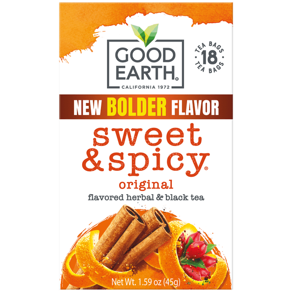 Good Earth, Sweet & Spicy, Herbal Black Tea, Tea Bags, 18 Count