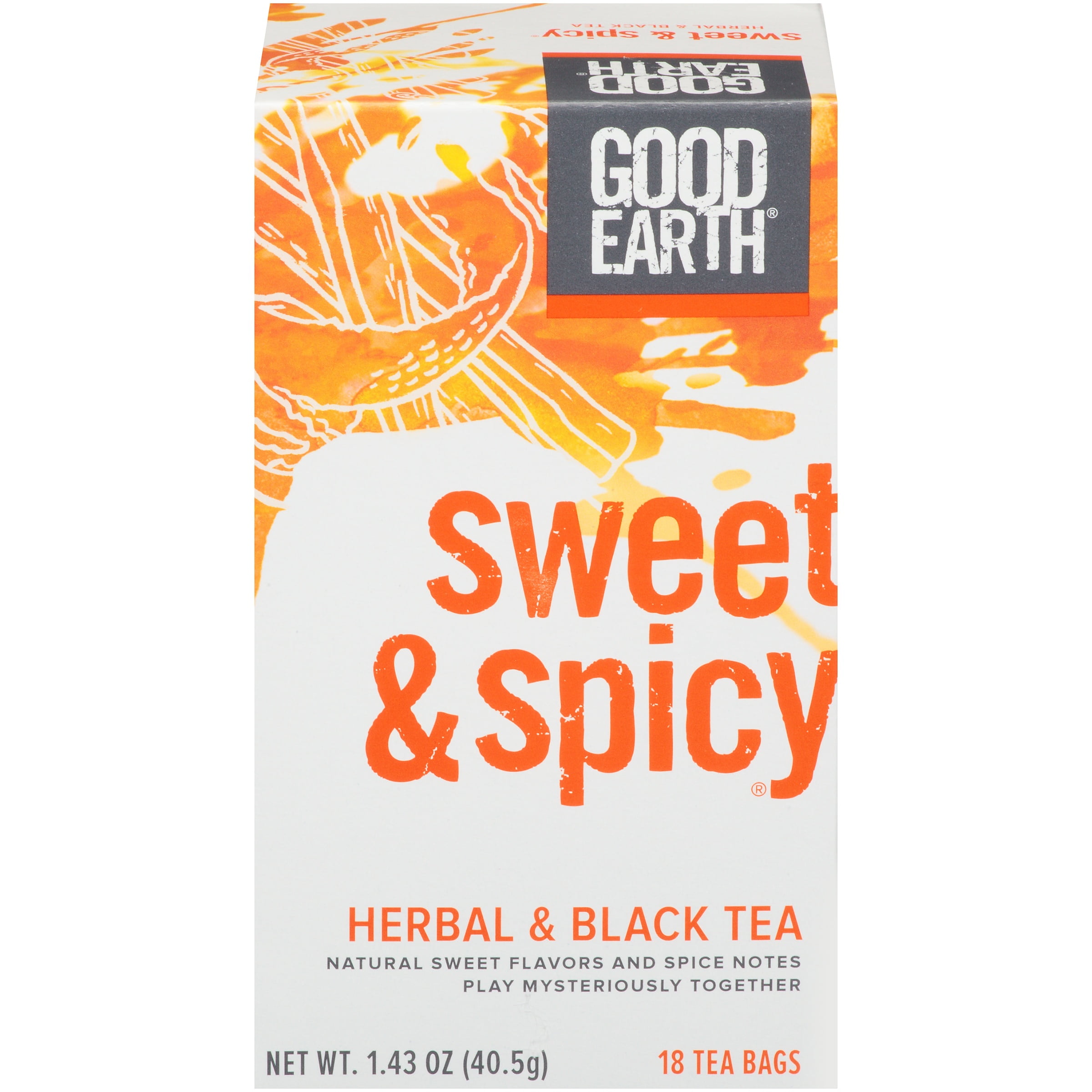 Good Earth Herbal & Black Tea Blend Original Sweet And Spicy -- 18 Tea Bags