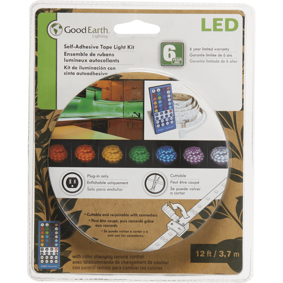 Good Earth Lighting LED Under Cabinet Tape Light With Remote Control - Pack of 2 Home & Garage Storage, Stackable Design