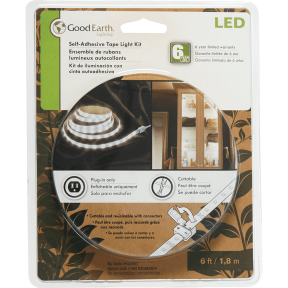Good Earth Lighting Plug-In LED Under Cabinet Tape Light - Pack of 2 Home & Garage Storage, Stackable Design