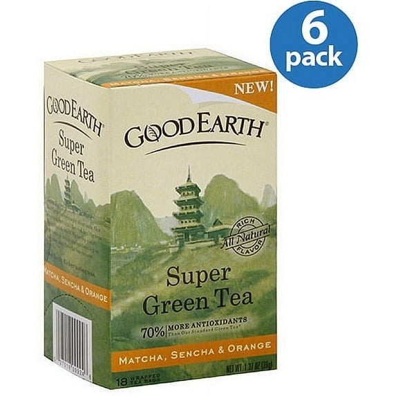 Good Earth Matcha, Sencha & Orange Super Green Tea, 1.37 oz, (Pack of 6)
