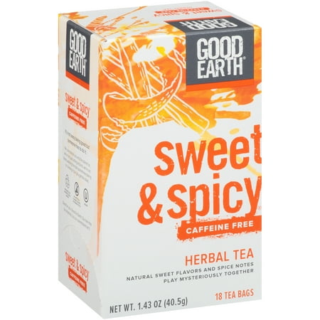 Good Earth Original Sweet & Spicy Herbal Caffeine Free Wrapped Tea Bags, 18 ct