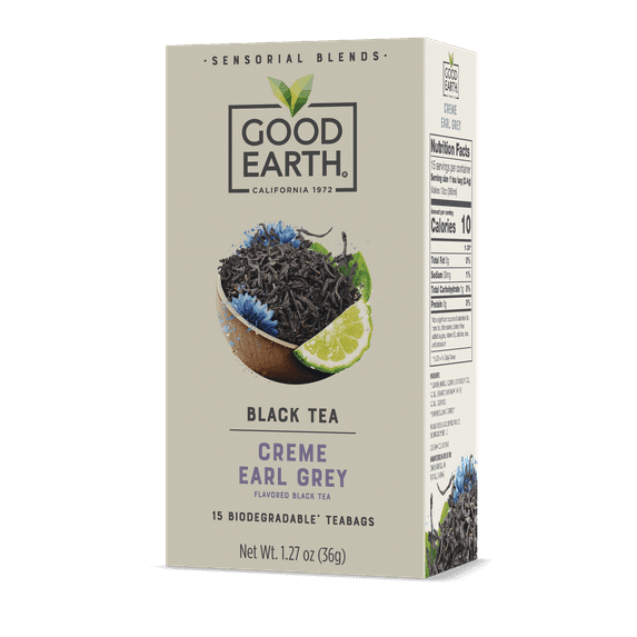 Good Earth Sensorial Blends Crème Earl Grey Black Tea, 15 Count Tea Bags