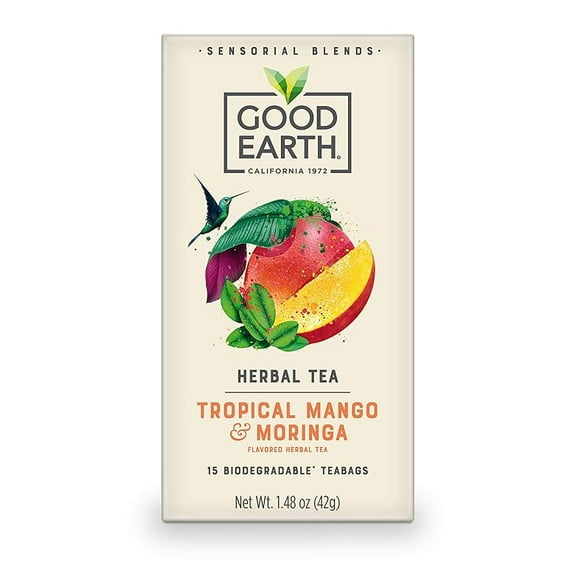 Good Earth Sensorial Blends Tropical Moringa & Mango Herbal Tea, 15Count ( Pack of 2 )