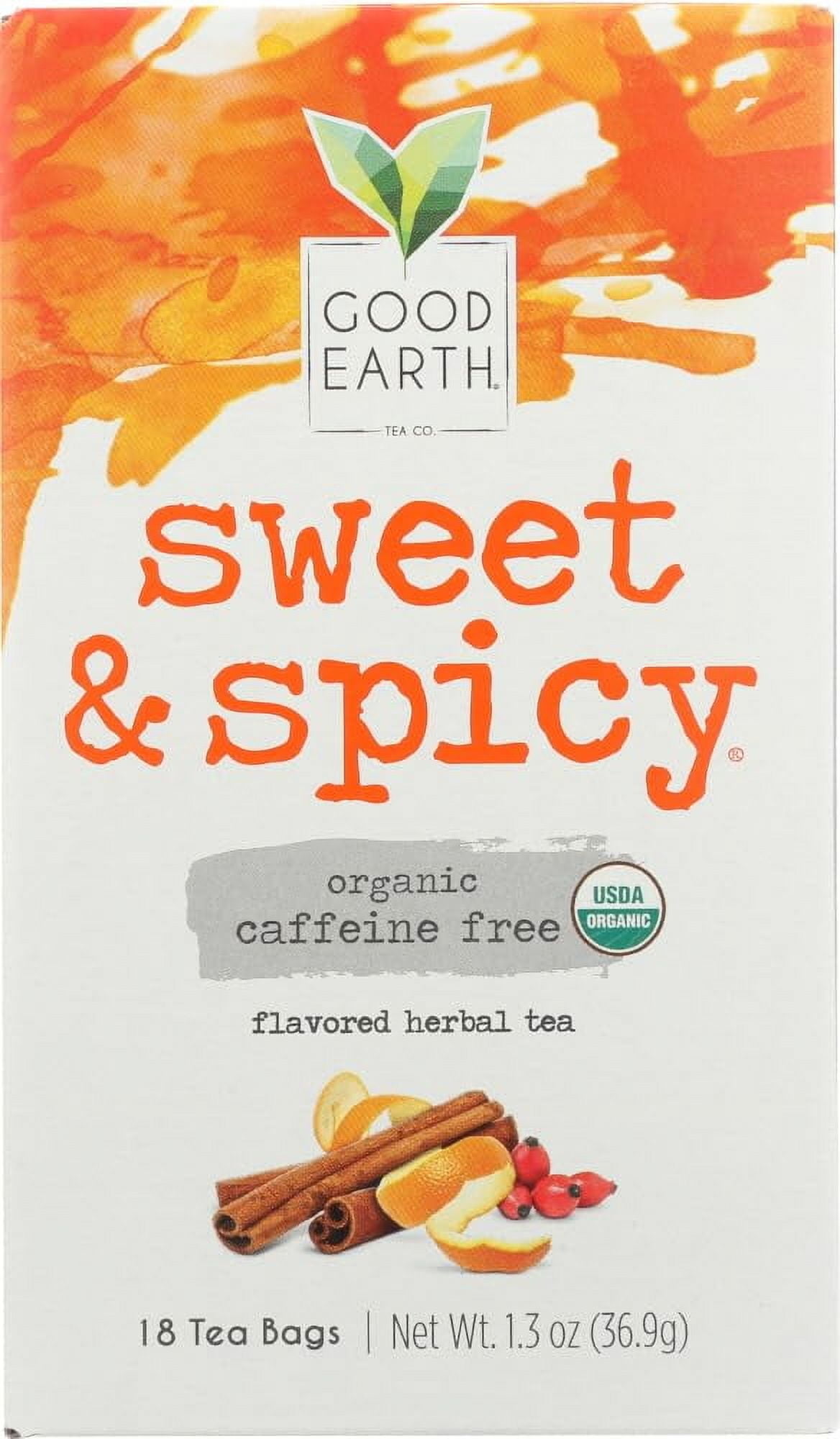 Good Earth Teas Organic Sweet and Spicy Caffeine Free Herbal 18 Tea Bags, 4 Count