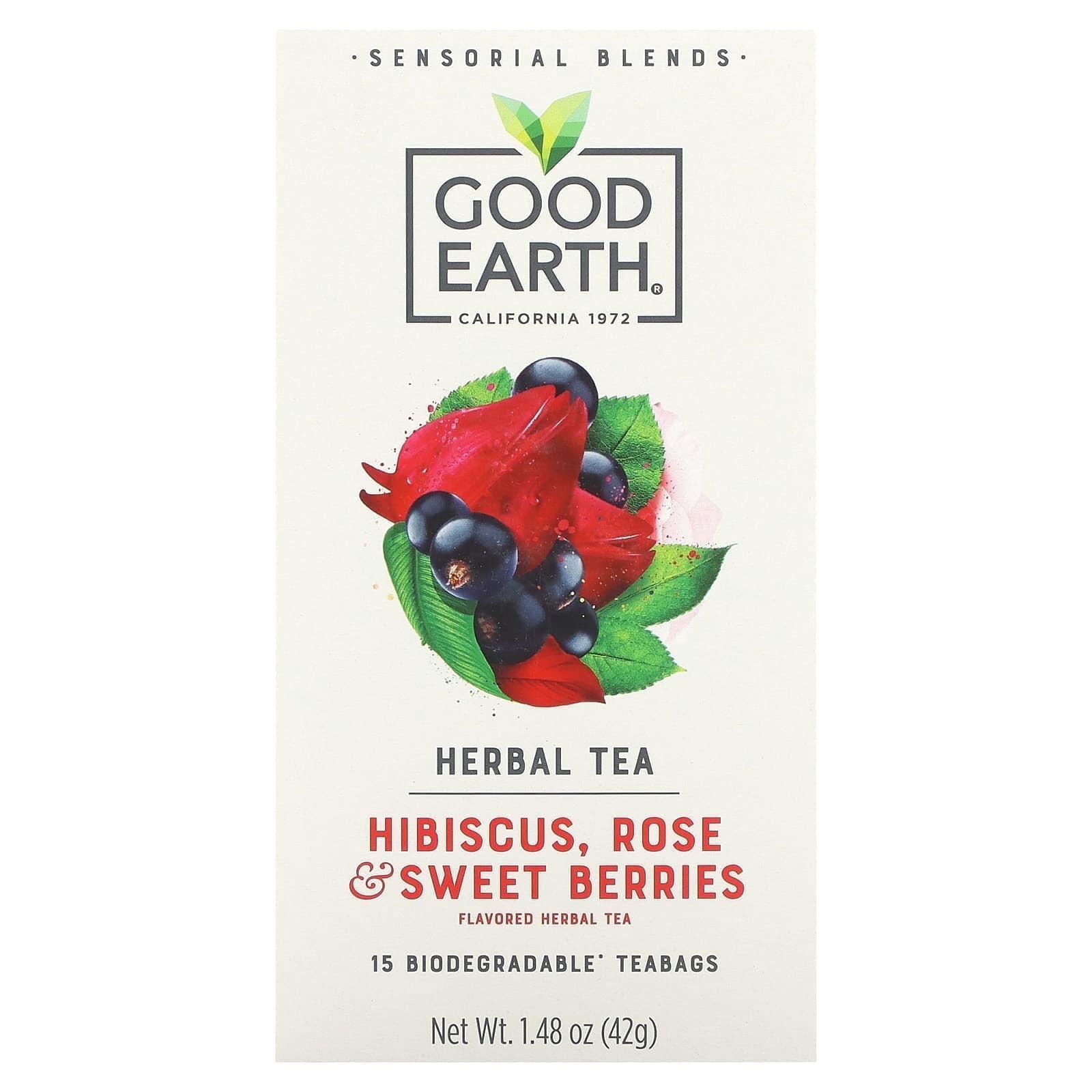 Teaarth Tea Good Earth Teas, Sensorial Blends, Herbal Tea, Hibiscus, Rose & Sweet ...