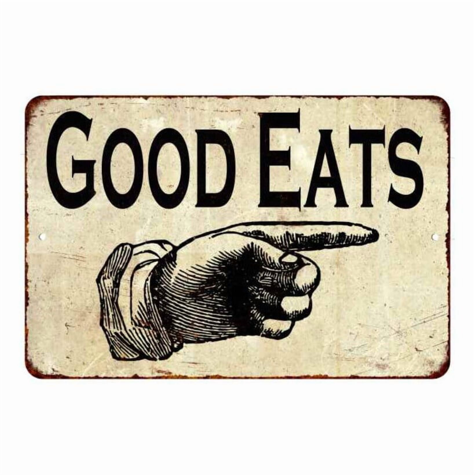 Good Eats Sign, Vintage Looking Rustic Pantry Sign, Chic Retro Cooking Baking Decor, Gift for Her, Mom Grandma SIZE: 12" x 16"