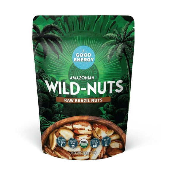 It's Good Energy Organic Brazil Wild Nuts | Raw Brazil Nuts | 100% Wild Grown, Sustainably Collected | Prevents Deforestation | Rich in Selenium | Non-GMO, Natural Snack | 7oz Pouch