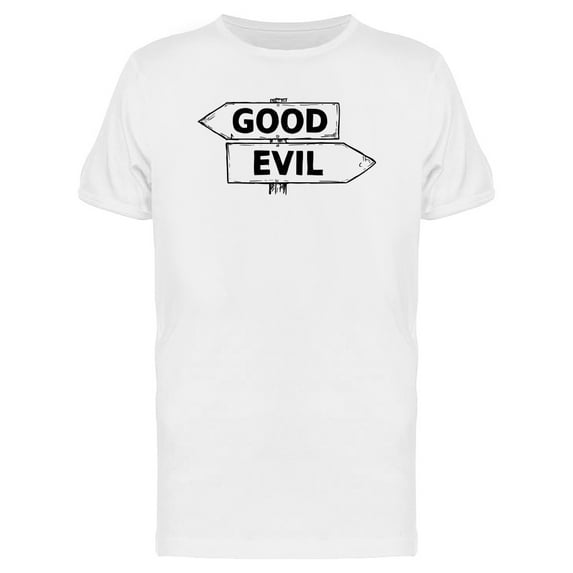 Good Evil Travel Signs T-Shirt Men -Image by Shutterstock, Male x-Large