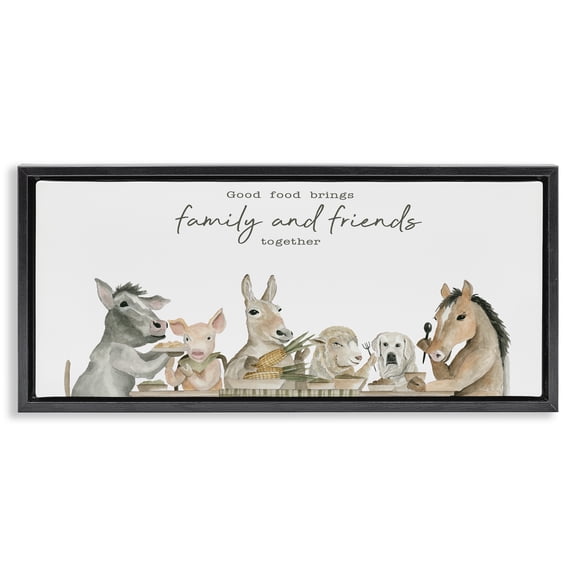 Stupell Industries Good Food Brings Family Black Framed Floater Canvas Wall Art, design by Cindy Jacobs