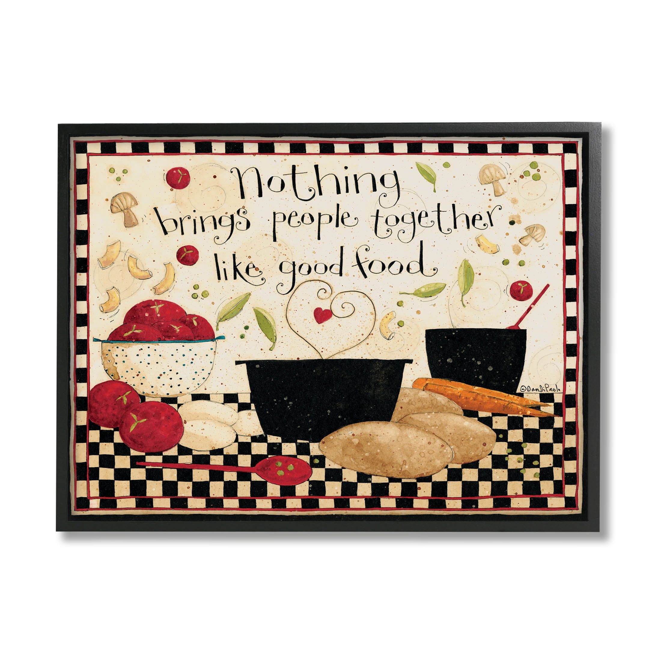 Good Food Brings People Together Phrase Food & Beverage Graphic Art Black Framed Art Print Wall Art